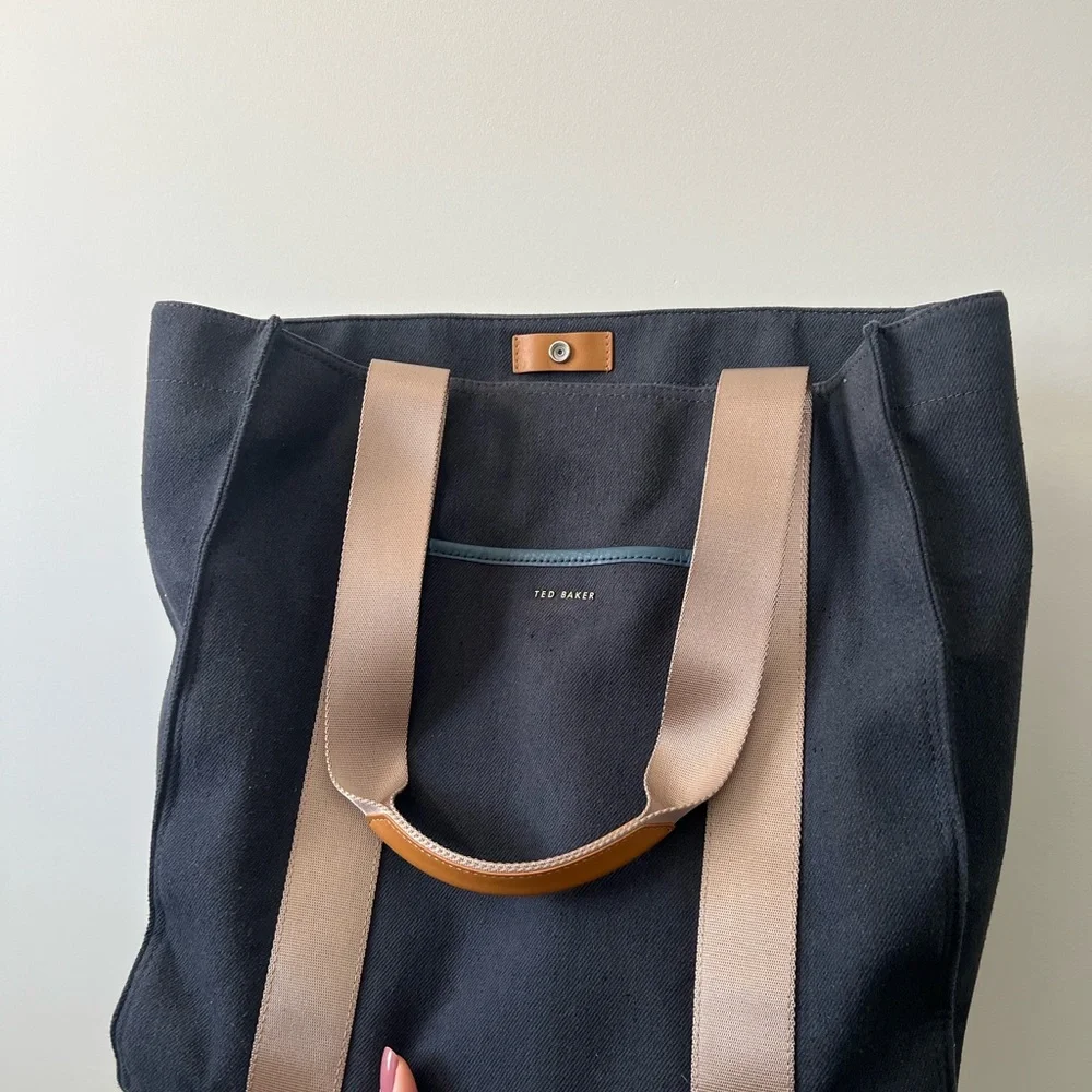 Ted Baker Navy Tote with Tan Straps